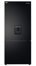 Panasonic-377L-Bottom-Mount-Fridge-Freezer-with-Water-Dispenser-Black