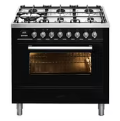 ILVE-90cm-Freestanding-Oven-w/-Gas-Cooktop-Gloss-Black